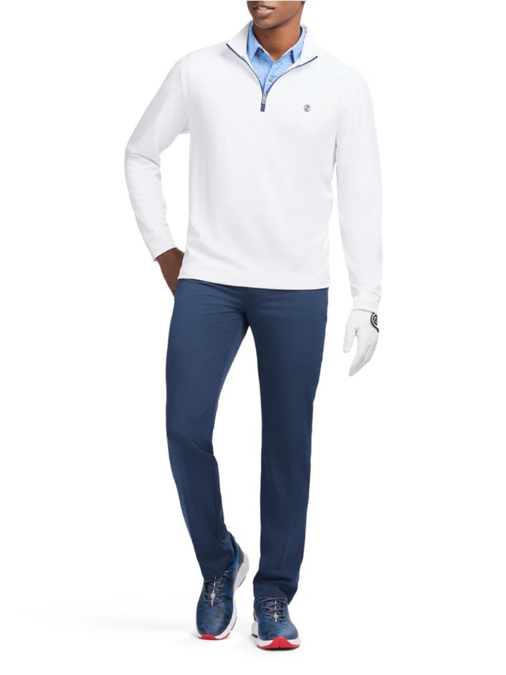 Levelwear  White Quarter-Zip Pullover with american Trim! L